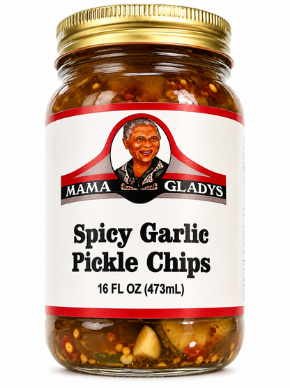 Mama Gladys Spicy Garlic Pickle Chips 16 oz.
