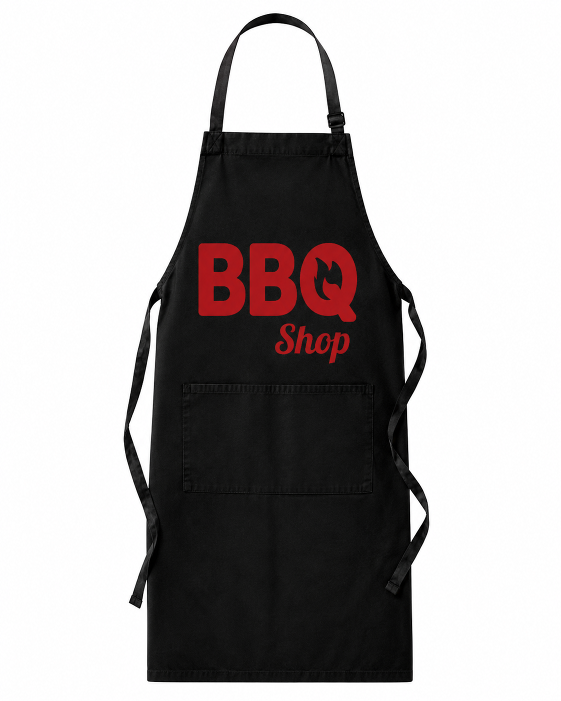 Topeka BBQ Shop Apron (Black Apron/Red Logo) - 34"L x 30"W